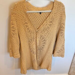 Anne Klein Crochet Cardigan - Warm Tan